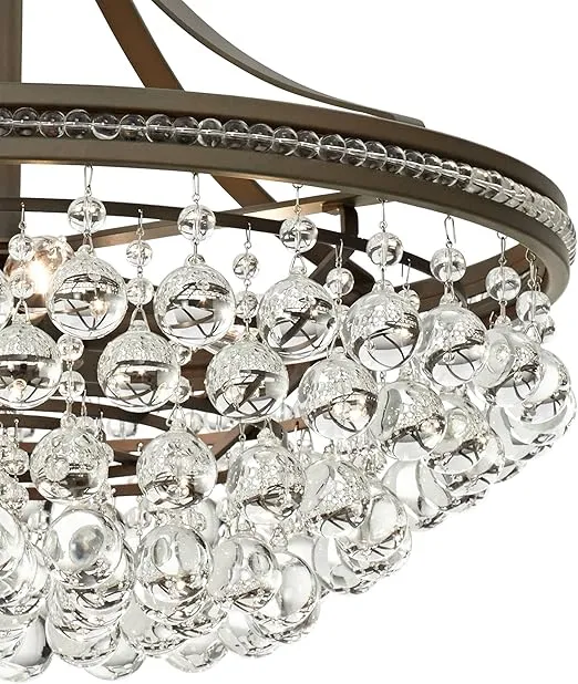 Vienna Full Spectrum Wohlfurst Bronze Small Pendant Chandelier Lighting 20 1/4" Wide Clear Crystal 5-Light Fixture for Dining Room House Foyer Entryway Kitchen Bedroom Living Room High Ceilings