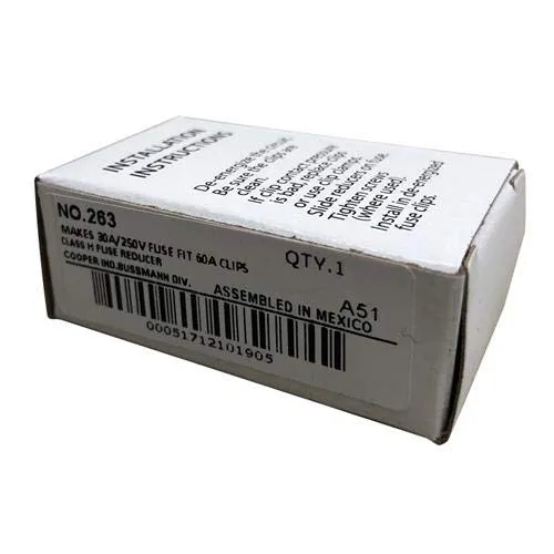 Pack of (2) Cooper Bussmann NO 263 Number-263 Non Rejection Pair Cartridge Fuse Reducers