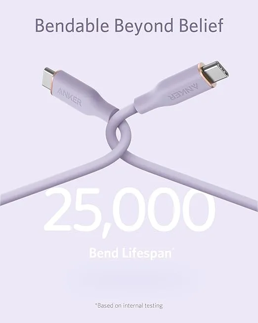 Anker USB C Cable, Type C Charger Fast Charging, 100W USB C tO USB C Cord for iPhone 16 Series, MacBook Pro 2020 and More (USB 2.0, 6FT, Mauve)