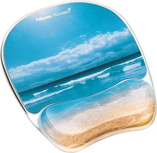 Fellowes Photo Gel Mouse Pad Wrist Rest with MICROBAN - Sandy Beach (9179301)