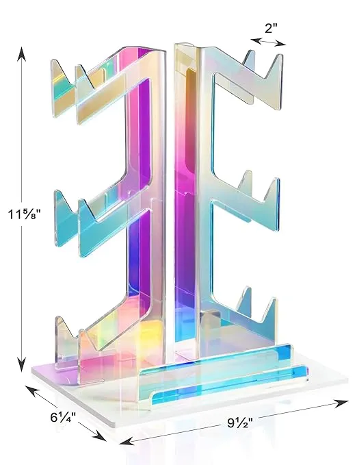 NiHome Iridescent Acrylic 3-Tier Game Controller Holder Headset Stand for PS5 Xbox ONE Switch, Universal Game Controller Organizer Stand Anti-Slip Stable Gaming Accessories Stand (White Base)