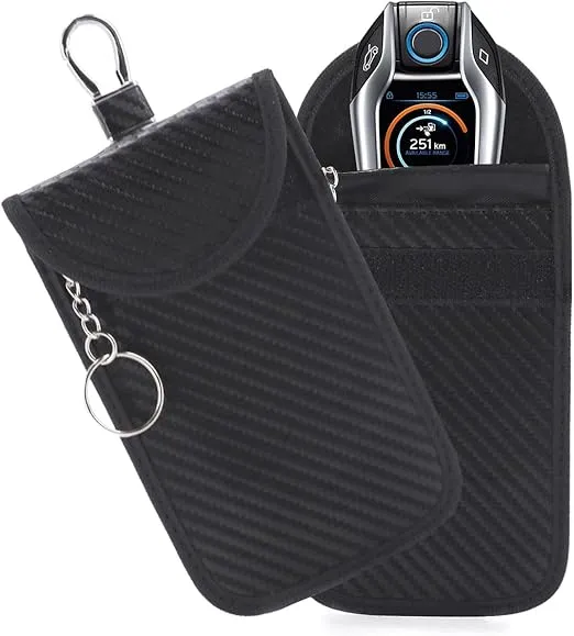 2 Pack Lightweight Faraday Key Fob Protector,Signal Blocking RFID Key Fob for Car - Black