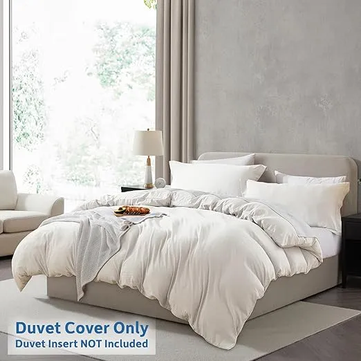 Nestl Off White Duvet Cover Queen Size - Soft Prewashed Queen Duvet Cover Set, 3 Piece, with Zipper Closure, 1 Duvet Cover 90x90 inches and 2 Pillow Shams