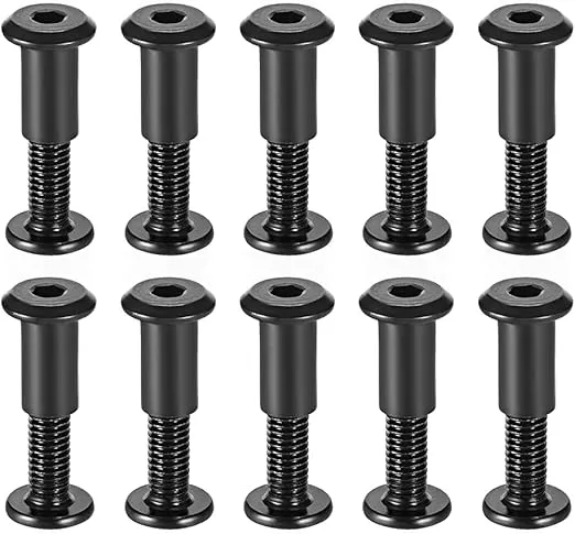 uxcell Screw Post Fit for 5/16"(8mm) Hole Dia, Male M6x25mm Binding Bolts Leather Fastener Carbon Steel Black 10 Sets
