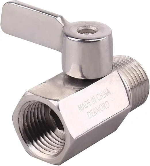 DERNORD 1/2 inch Stainless Mini Ball Valve NPT Female x Male Thread SUS316