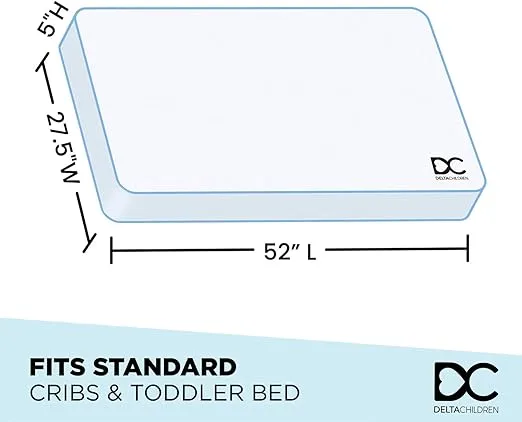 Delta Children Twinkle Galaxy Dual Sided Crib and Toddler Mattress - Premium Sustainably Sourced Fiber Core - Waterproof - GREENGUARD Gold Certified (Non-Toxic) - 7 Year Warranty - Made in USA