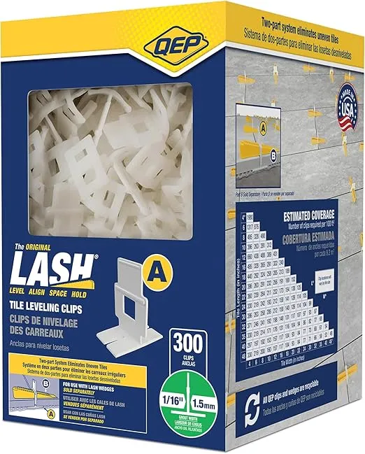 QEP LASH Tile Leveling System, Part A, Clips for 1/16" Grout (300 Pack), White