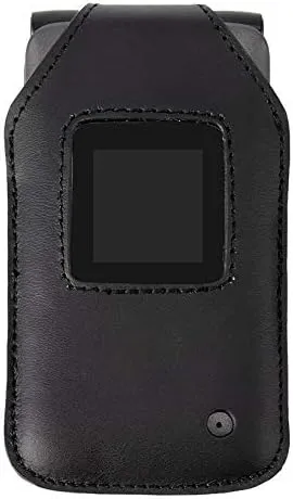 Fitted Leather Case for KAZUNA eTalk, (Verizon Flip Phone) Features: Rotating Belt Clip, Screen & Keypad Protection, Secure Fit