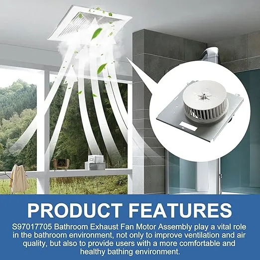 QQZ Bathroom Fan Replacement Parts Motor Assembly S97017705, for NuTone 8663RP 8664RP 671R 672R 750 751 752 Series Bath Fan Motor