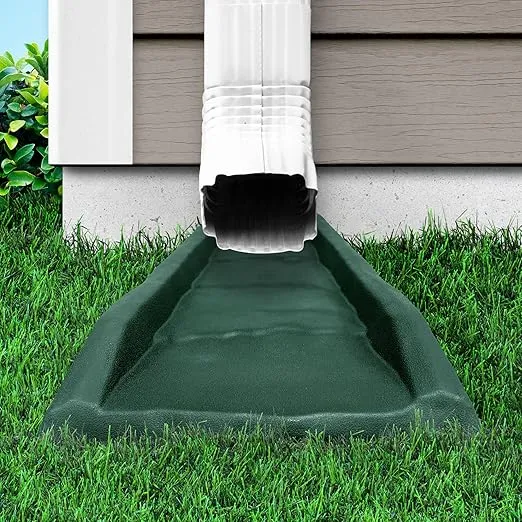 Master Mark Splash Block, Decorative Gutter downspout Extensions, Splashguard, Foundation Water Diverter, Rain Gutter Guard, Plastic 24” (2 Pack) Green