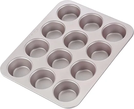 CHEFMADE Muffin Cake Pan, 12-Cavity Non-Stick Cupcake Pan Bakeware for Oven Baking (Champagne Gold)