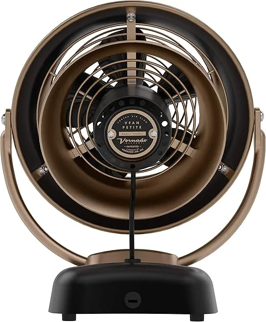 Vornado VFAN Petite Alchemy Vintage Fan Small Retro Air Circulator for Cooling & Decor 3 Speeds, Adjustable Tilt Gunmetal