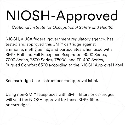 3M P100 Respirator Cartridge/Filter 60924, 1 Pair, NIOSH APPROVED, Helps Protect Against Ammonia, Methylamine and Particulates, For General Manufacturing, Industrial Maintenance, Heavy Industrial