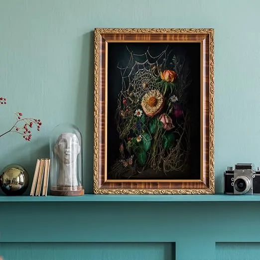 uoyien Moody Decor Vintage Botanical Floral Wall Art Victorian Gothic Dark Academia Decor Rustic Antique Wall Decor Aesthetic Room Art Prints Retro Plant Oil Paintings Prints Unframed 16x24in