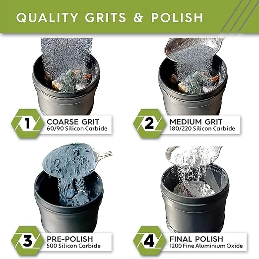 Polly Plastics Rock Tumbler Tumbling Media Grit Kit & Plastic Filler Pellets
