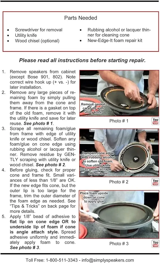 Advent 8 Inch Foam Speaker Repair Kit FSK-8 (Pair)