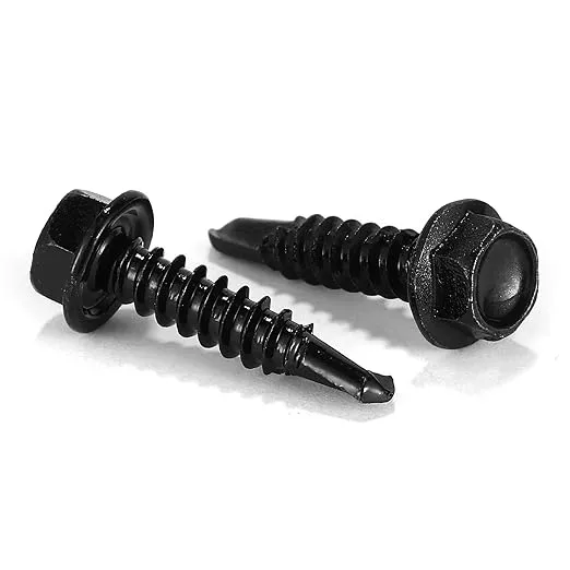 #10 x 3/4" Sheet Metal Screws 100PCS 410 Stainless Steel Hex Washer Head Tek Screws Fast Self Tapping Screws Black Oxide by SG TZH