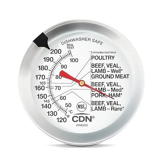 CDN IRM200 ProAccurate Extra Large Meat & Poultry Thermometer, 2" Dial, White