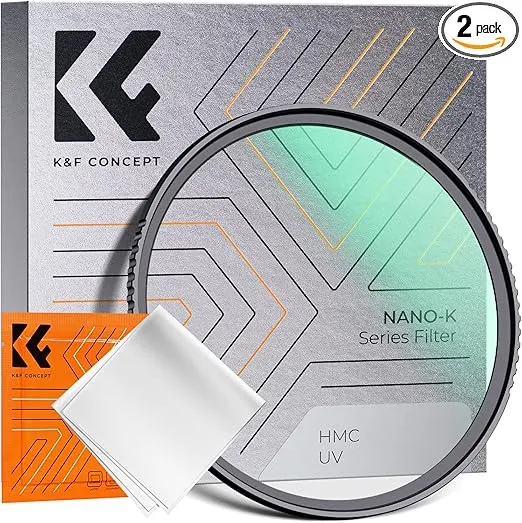 K&F Concept 82mm MCUV Lens Protection Filter 18 Multi-Coated Camera Lens UV Filter Ultra Slim with Cleaning Cloth (K-Series)