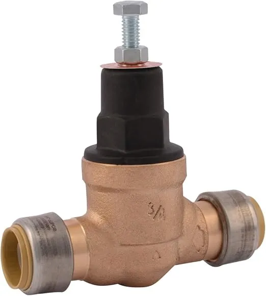 SharkBite 3/4 Inch EB45 Direct Pressure Regulating Valve, Push to Connect Brass Plumbing Fittings, PEX Pipe, Copper, CPVC, PE-RT, HDPE, 23808-0045