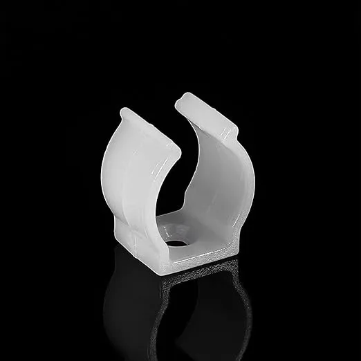 MECCANIXITY T5 U Clips Holder Bracket Fluorescent Tube Light Fixture Plastic Pipe Clamps with Screws for LED Bulbs Ceiling Lamp, White Pack of 20