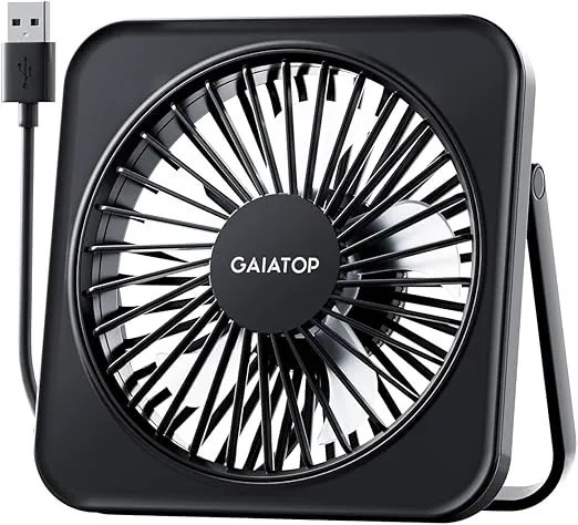 Gaiatop USB Desk Fan, 5 Inch Personal Fan Small Portable Table Fan with 180° Tilt Folding and 3 Speeds, Strong Wind Ultra Quiet Personal Cooling Fan For Office Home Bedroom Desktop Travel