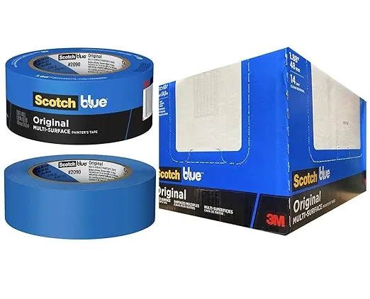 3M Scotch-Blue 2090 Safe-Release Crepe Paper Multi-Surfaces Painters Masking Tape, 27 lbs/in Tensile Strength, 60 yds Length x 2" Width, Blue