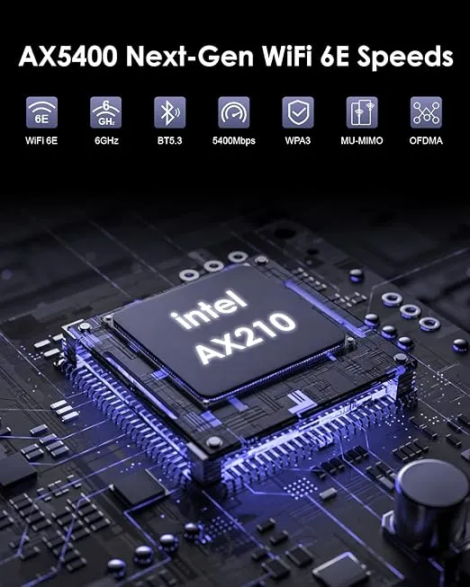 2024 New AX5400 WiFi 6E PCIe Network Card, Wavlink Tri-Band AX210 Wireless Adapter with Bluetooth 5.3, MU-MIMO, WPA3, OFDMA, Low-Profile Bracket, Heat Sink, for Windows 10/11