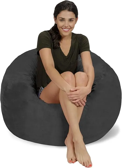 Chill Sack Memory Foam Bean Bag Chair, 3-Feet, Charcoal Micro Suede