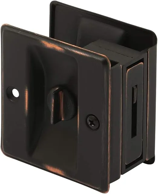 Prime-Line N 7319 Pocket Door Privacy Lock with Pull - Replace Old or Damaged Pocket Door Locks Quickly and Easily – Classic Bronze (Single Pack)