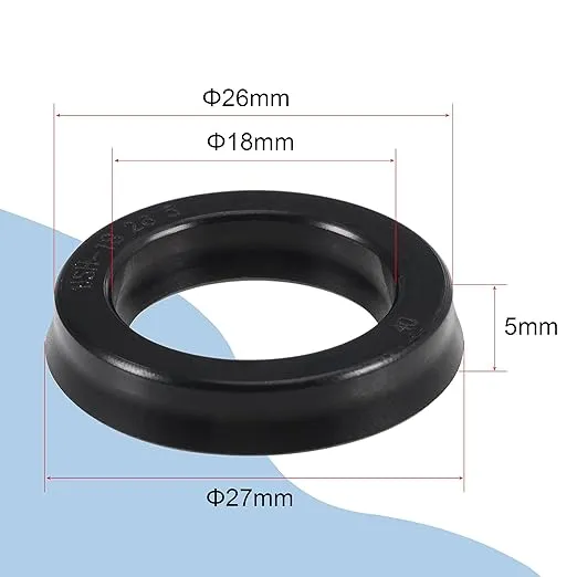 MECCANIXITY USH Radial Shaft Seal 18mm ID x 26mm OD x 5mm Width Nitrile Rubber Oil Seal, Black