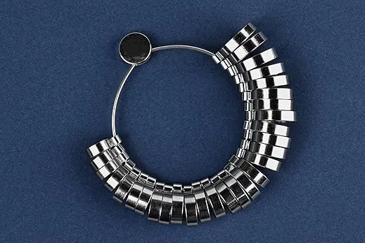 SE 29-Piece Chrome Plated Stainless Steel Wedding Ring Sizer Set - USA Sizes 1-15, 12.5-24.5mm -JT131BS