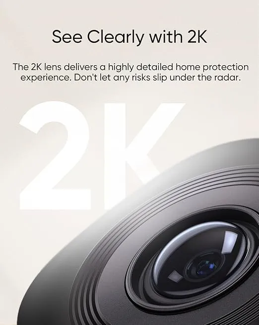 eufy Security Indoor Cam C220, Home Security Camera,2K Resolution with 360° Pan and Tilt, Plug-in Security Indoor Camera with 2.4G Wi-Fi, Human/Motion Al, Night Vision, HHomeBase 3 Compatible