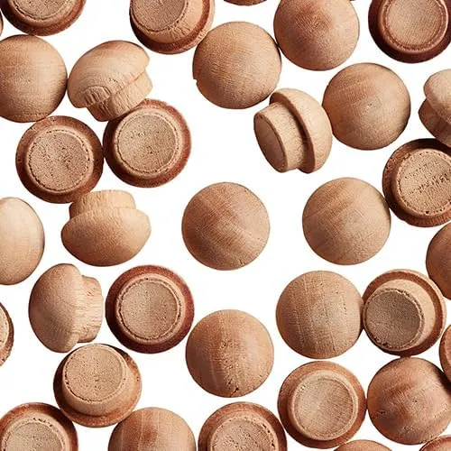 WidgetCo 3/8" Cherry Button Top Wood Plugs, Woodworking Plugs, Can Be Sanded, Stained, or Painted (Qty 100)
