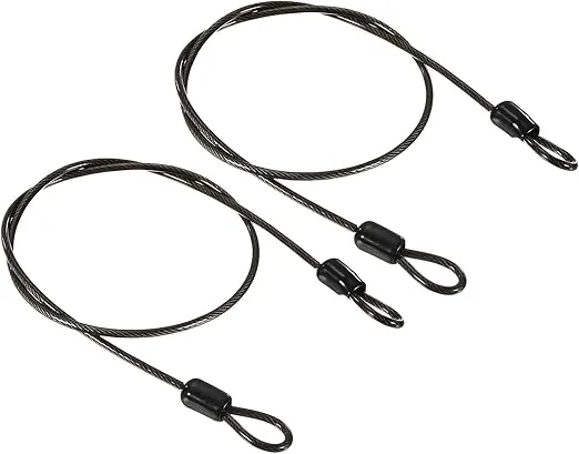 PATIKIL Security Steel Cable 2.5mm x 0.5m/1.64ft Coated Luggage Lock Wire Rope with Double Loop Black 2 Pack