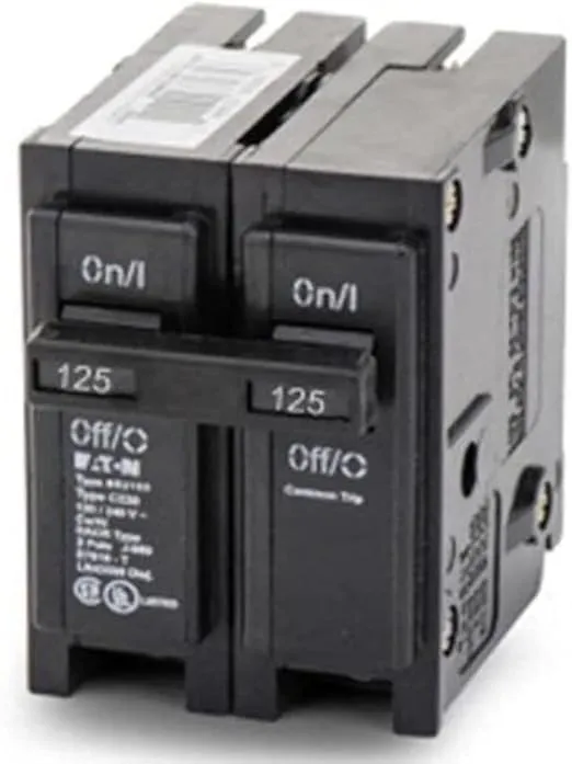 EATON CORPORATION Eaton Br2125 Double Pole Interchangeable Circuit Breaker, 120/240V, 125-Amp, No Size, No Color