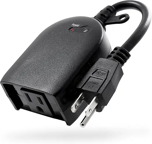myTouchSmart Outlet Timer, Single Plug-in Light Timer, Light Sensor for Outdoor Lighting, 6hr Outdoor Countdown Timer, Weather Resistant, Seasonal Lights Outdoor Timer, Landscape, Black, 1 Pack, 36170