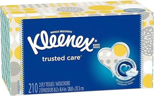 Kleenex Trusted Care Everyday Facial Tissues, Flat Box, 210 Count (Pack of 1)