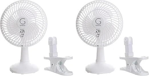 Genesis 6-Inch Clip Convertible Table-Top & Clip Fan Two Quiet Speeds - Ideal For The Home, Office, Dorm, More White (A1CLIPFANWHITE)