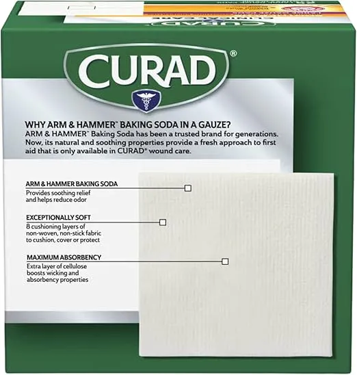Curad SoothePlus Large Gauze Pads, White, 25 Count (Pack of 1)