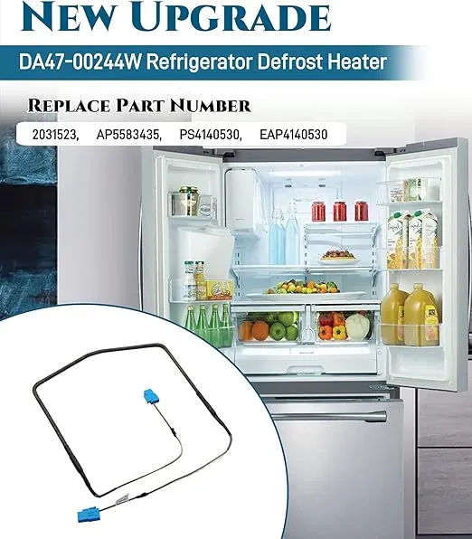 DA47-00244W Refrigerator Defrost Heater Assembly Fit For Samsung RF263BEAESR/AA,RF4287HARS/XAC, RF4287HARS/XAA,RF323TEDBBC/AA,RF323TEDBSR/AA, Replaces2031523,AP5583435,PS4140530,EAP4140530