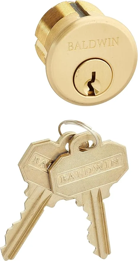 Baldwin 8322 1-1/8" Mortise Cylinder C Keyway, Vintage Brass