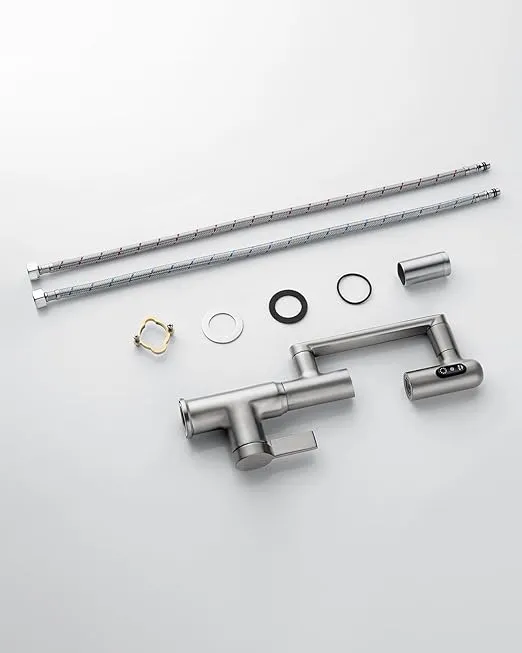 Lefton Rotatable Bathroom Faucet with Temperature Display in Fahrenheit (Batteries-Free), 3 Water Modes, Brushed Nickel, BF2204-0
