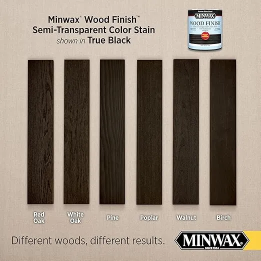 qt Minwax 10850 True Black Wood Finish Water-Based Semi-Transparent Color Stain