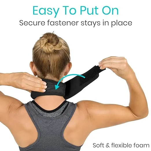 Vive Cervical Collar Neck Brace for Neck Pain and Support for Women & Men - Soft Foam Brace for Pain Relief - Comfortable Corrector Wrap for Posture, Sleeping, Radiculopathy, & Spine (Black, 3 inch)