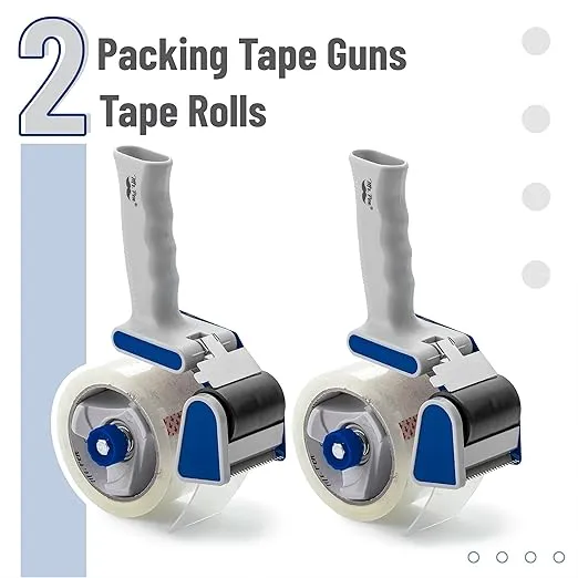 Mr. Pen - Packing Tape Dispenser Gun 2-Inch, 2 Pack with 2 Rolls Tape, Blue Heavy Duty Packing Tape with Dispenser, Packaging Tape, Tape Gun, Clear Packing Tape Gun for Packing Boxes, Moving Tape
