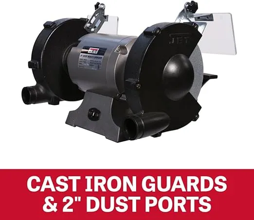 JET 8-Inch Bench Grinder with Wire Wheel, 3450 RPM, 1 HP, 115V 1Ph (Model JBG-8W)