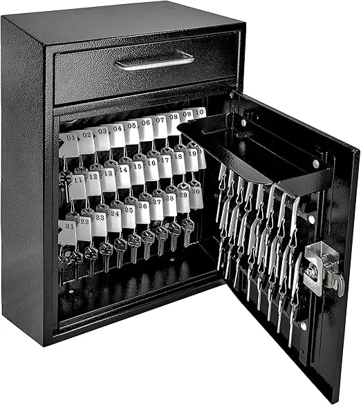 Mail Boss 8155 - Key Boss - Heavy Duty Commercial Grade Steel High Security Adjustable Key Cabinet - 105 Position Organizer Drop Box Locking Safe, with Combination Lock, Black
