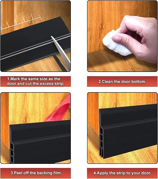 Door Draft Stopper Under Door Seal for Exterior/Interior Doors, Door Sweep Strip Under Door Draft Blocker, Soundproof Door Bottom Weather Stripping, 2 Inch W x 39 Inch L(Black)