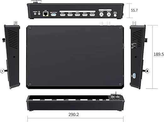 Feelworld L4 Switcher 10.1 Inch Touch Screen Multi-Camera Video Mixer Switcher,4 x HDMI&SDI&Audio Input/Output,App/PTZ Control,USB3.0 Fast Streaming,Built-in Cooler,13 Transitions
